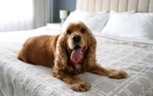 Cocker se reposant après une séance de dressage"